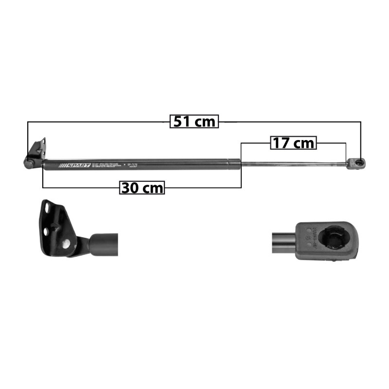 AMORTIGUADOR 5TA PUERTA DODGE ATOS 09-12 CON BRACKETS 51 30 17 ENTRADA TIPO 9 ENTRADA 2 TIPO 17 430 96.66 490 110.16 SPART 7178 TUR DER