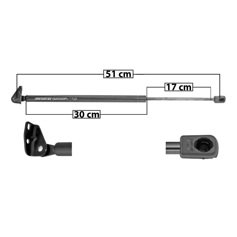 AMORTIGUADOR 5TA PUERTA DODGE ATOS 09-12 CON BRACKETS 51 30 17 ENTRADA TIPO 9 ENTRADA 2 TIPO 17 430 96.67 490 110.16 SPART 7179 TUR IZQ