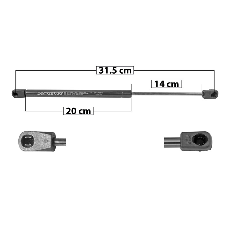 AMORTIGUADOR COFRE JEEP CHEROKEE 19-22 38.5 20 14 250 56.2 25.49 190 42.71 19.37 SPART 7580 TUR DER/ IZQ