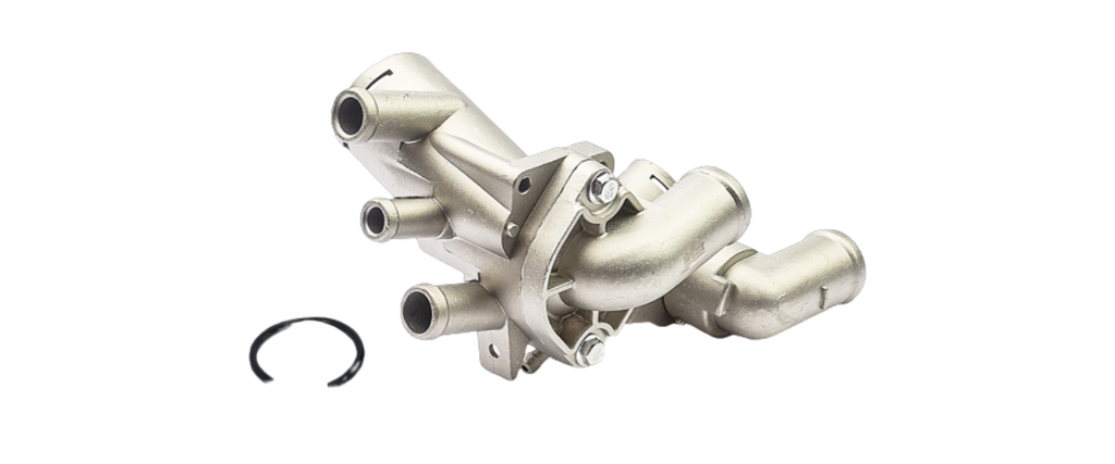 [032121111CL-AL] BRIDA TOMA AGUA VOLKSWAGEN AUDI SEAT GOL09-201.6-CROSSFOX 06-171.6/1 TERMOSTATO-6 SALIDAS-CON PIPA LATERAL-CAJA REG BRUCK