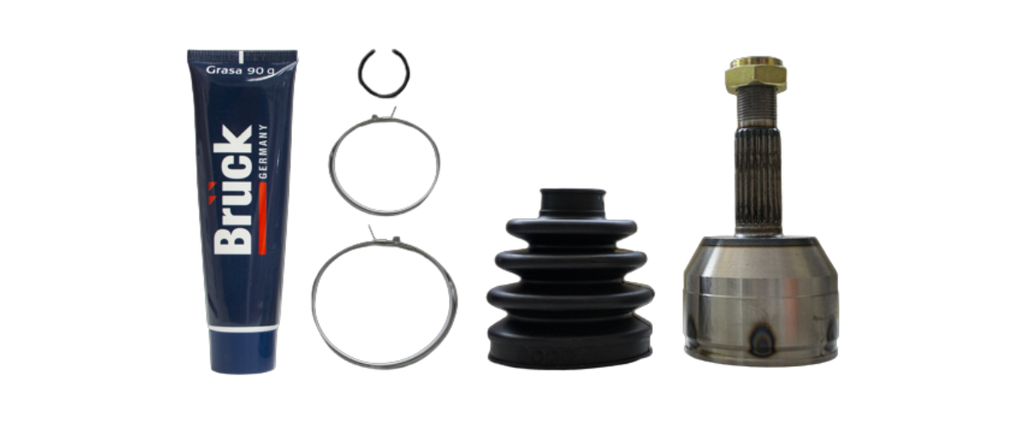 [328122-EURO] ESPIGA HOMOCINETICA NISSAN PLATINA 02-10 1.6 - CLIO 02-10 1.6 / SIN ABS-EXT/21INT-KIT MACHETA ABRAZADERA GRASA BRUCK