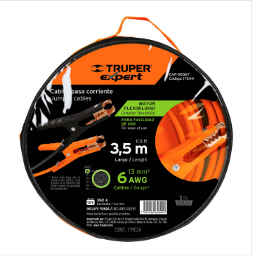 [7501206658994] CABLES PASA CORRIENTE 3.5M CALIBRE 6 AWG TRUPER 1 PZA COD. 17544 CAP-3506T 