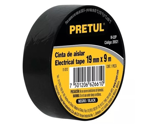 [PRCINAI22] CINTA DE AISLAR #22 9 M PRETUL COD. 20521 M-22P(130518