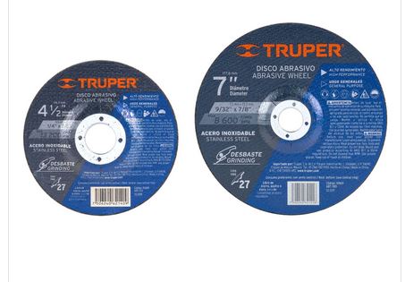 [TRDIDACIN] DISCO PARA DESBASTE DE ACERO INOXIDABLE TIPO 27 4-1/2" TRUPER COD. 10668 ABT-372 (161051)