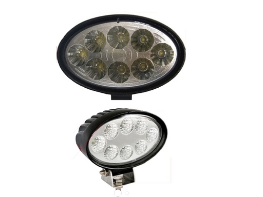 [FAAU8LBCOO] FARO AUX (NIEBLA) 8 LEDS BCO OVALADO C/LUZ FIJA C/BASE NEG 1 PZA