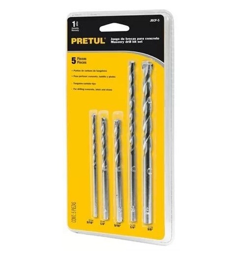 [7501206636145] JUEGO BROCAS P/CONCRETO 5 PZ PRETUL COD. 20701 JBCP-5(130558)