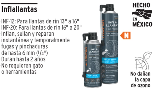 [INF-20] INFLALLANTAS Y SELLADOR DE LLANTAS LIQUIDO 600 ML